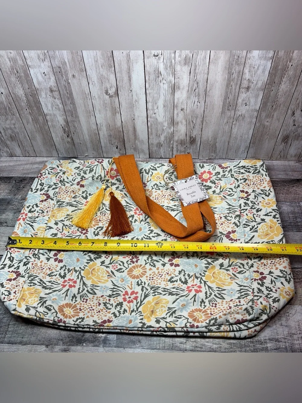 Laura Ashley Floral Canvas Reusable Tote Bag